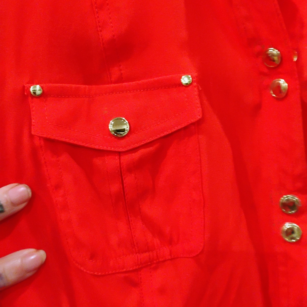 Red Button-Up Women's Top - Picture 5 of 6